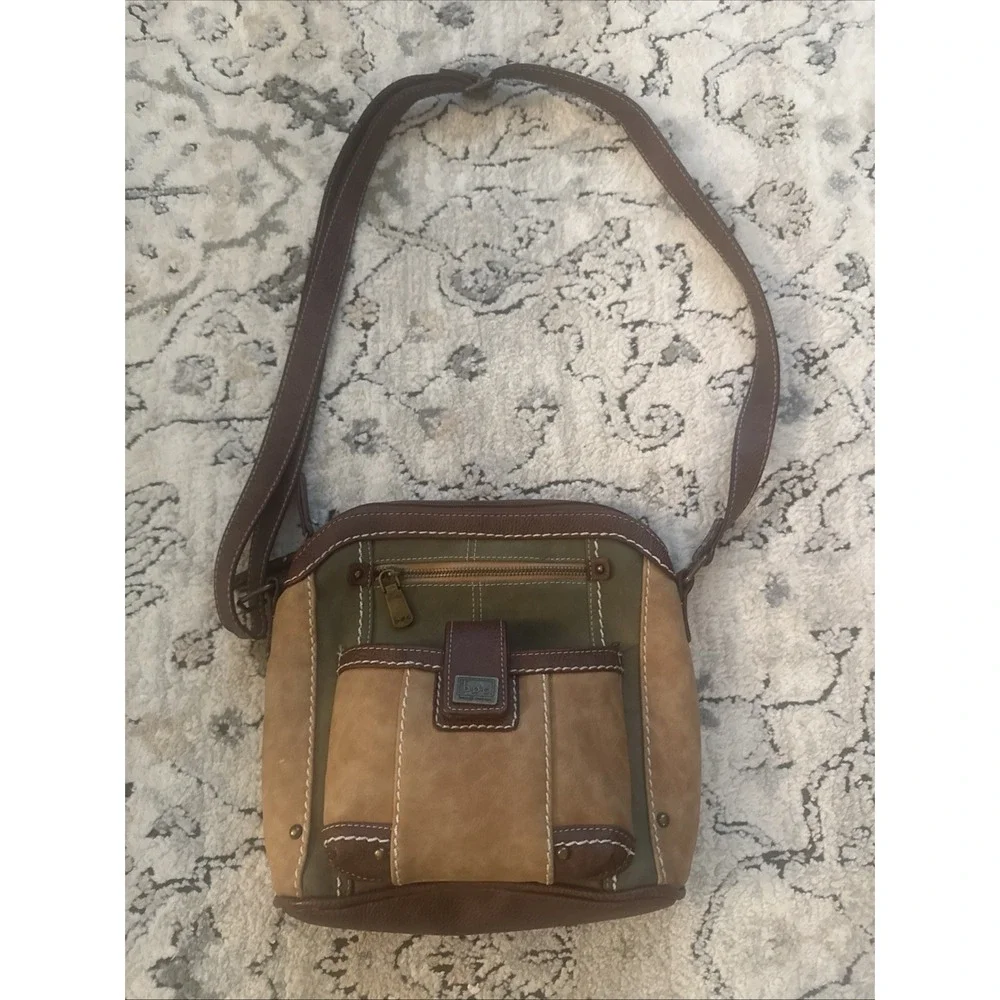 BOC Purse Suede Crossbody Green Tan Brown Bag Faux Leather Power Bank  Boho